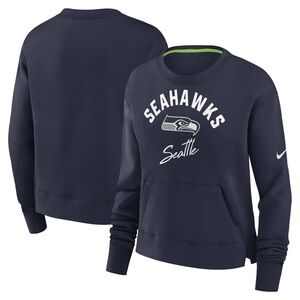 Nike Women's Seattle
Seahawks Arch Team High‎ Hip Cropped Crew, Navy, Large